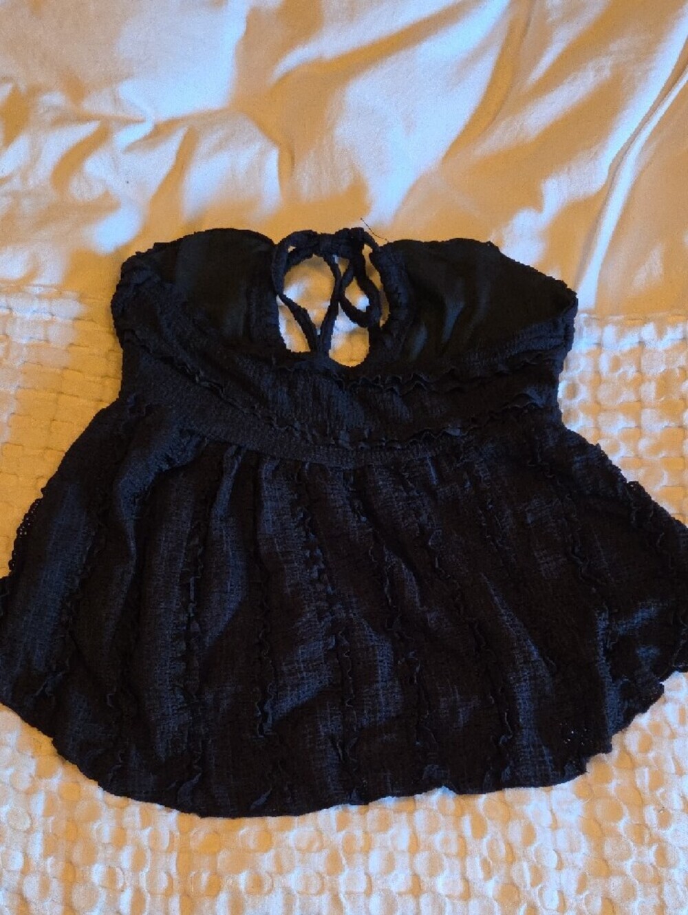Black Ruffled Tube Top Small - Picture 2 of 3